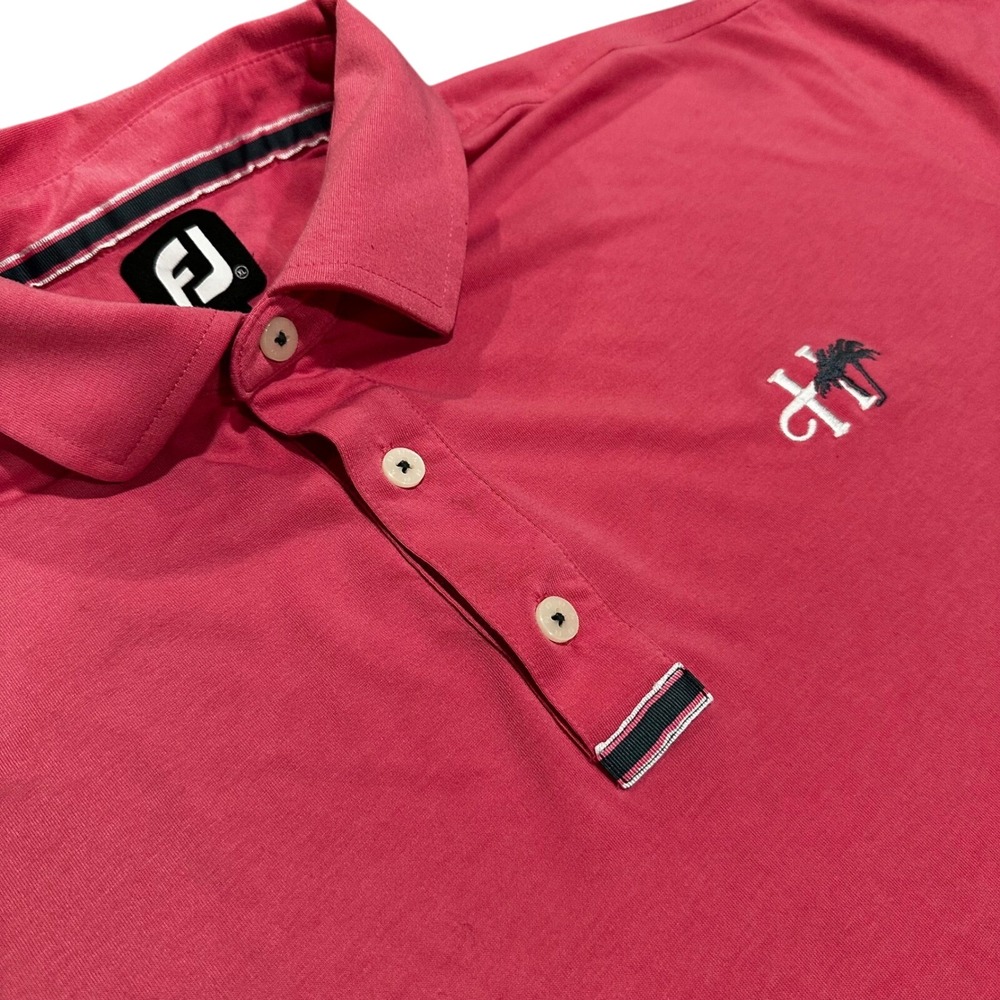 FootJoy Mens XL Polo‎ Golf Shirt Pink Palm Tree Logo Performance